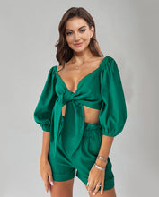 Load image into Gallery viewer, Cutout Puff Sleeve Top and Shorts Set
