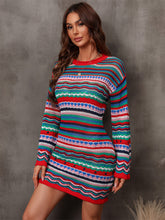 Load image into Gallery viewer, Multicolored Stripe Dropped Shoulder Sweater Dress
