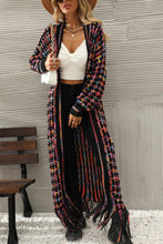 Cargar imagen en el visor de la galería, Multicolored Open Front Fringe Hem Cardigan
