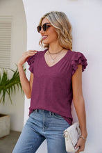 Load image into Gallery viewer, Smocked Flutter Sleeve V-Neck Top
