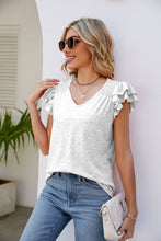 Cargar imagen en el visor de la galería, Smocked Flutter Sleeve V-Neck Top
