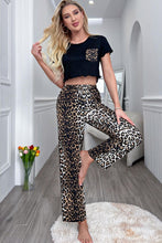 Load image into Gallery viewer, Lettuce Trim Cropped T-Shirt and Leopard Pants Lounge Set
