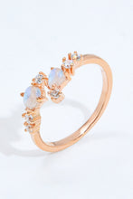 Load image into Gallery viewer, Natural Moonstone and Zircon Open Ring
