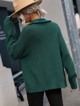 Load image into Gallery viewer, Rib-Knit Zip Up Collared Cardigan
