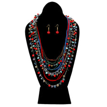 Load image into Gallery viewer, Multi Color Glass and Stone Bead with Cord Multi Strand Layered Necklace Set
