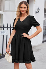 Load image into Gallery viewer, Swiss Dot Frill Trim Flounce Sleeve V-Neck Dress
