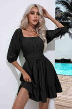 Load image into Gallery viewer, Square Neck Tie Back Ruffle Hem Dress

