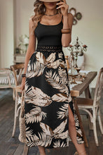 Load image into Gallery viewer, Printed Sleeveless Scoop Neck Slit Dress
