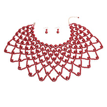 Load image into Gallery viewer, Burgundy Pearl Choker Cape
