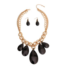 Load image into Gallery viewer, Gold Chains Black Teardrop Set
