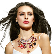 Cargar imagen en el visor de la galería, Red Charm Layered Chain Necklace
