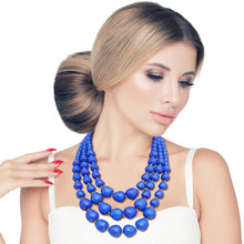 Load image into Gallery viewer, Bold Blue Textured Bead Necklace
