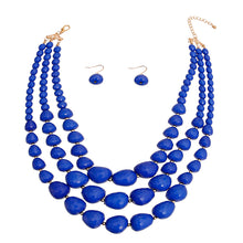 Load image into Gallery viewer, Blue Cylinder Bead Necklace
