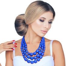 Load image into Gallery viewer, Blue Cylinder Bead Necklace
