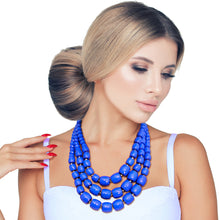 Load image into Gallery viewer, Blue Cylinder Bead Necklace
