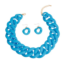 Load image into Gallery viewer, Bright Blue Link Necklace Set
