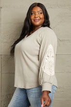 Load image into Gallery viewer, Sew In Love Full Size Lace Patch Detail Sweater
