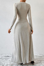 Load image into Gallery viewer, Ribbed Round Neck Top and Skirt Set
