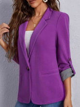 Load image into Gallery viewer, Lapel Collar Roll-Tab Sleeve Blazer
