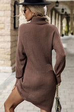 Load image into Gallery viewer, Turtleneck Dropped Shoulder Mini Sweater Dress
