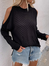 Load image into Gallery viewer, Cable-Knit Cold Shoulder Sweater
