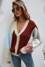 Load image into Gallery viewer, Contrast Button Front V-Neck Cardigan
