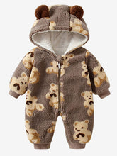 Load image into Gallery viewer, Bear Zip Up Long Sleeve Hooded Jumpsuit
