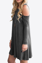Load image into Gallery viewer, Cold-Shoulder Long Sleeve Round Neck Dress
