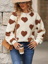 Load image into Gallery viewer, Fuzzy Heart Dropped Shoulder Sweatshirt
