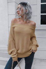 Load image into Gallery viewer, Off-Shoulder Ribbed Long Sleeve Pullover Sweater
