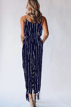 Load image into Gallery viewer, Striped Contrast Tie Ankle Spaghetti Strap Jumpsuit
