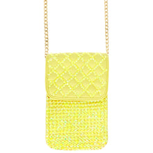 Load image into Gallery viewer, Yellow Quilted Rhinestone Cellphone Bag
