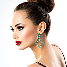 Load image into Gallery viewer, Green Diamond Drop Earrings
