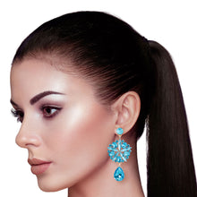 Load image into Gallery viewer, Aqua Crystal Burst Earrings
