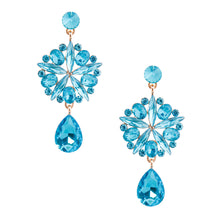 Load image into Gallery viewer, Aqua Crystal Burst Earrings
