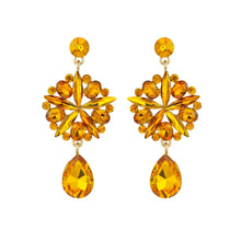 Load image into Gallery viewer, Orange Crystal Burst Earrings
