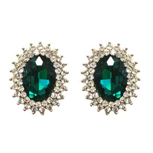 Load image into Gallery viewer, Oval Green Crystal Studs
