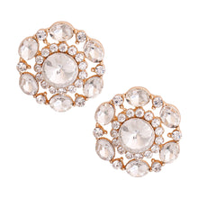 Load image into Gallery viewer, Gold Clear Crystal Circle Studs
