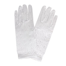 Load image into Gallery viewer, Gloves Silver Rhinestone Satin Bridal for Women

