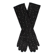 Load image into Gallery viewer, Gloves Long Black Stone Satin Bridal for Women
