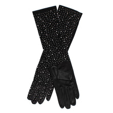 Load image into Gallery viewer, Gloves Long Black Stone Satin Bridal for Women
