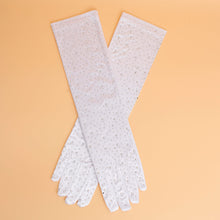 Cargar imagen en el visor de la galería, Gloves Long Gray Stone Satin Bridal for Women
