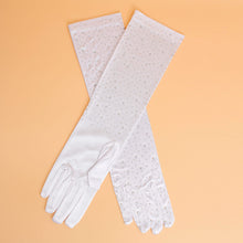 Cargar imagen en el visor de la galería, Gloves Long Gray Stone Satin Bridal for Women
