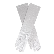 Cargar imagen en el visor de la galería, Gloves Long Silver Stone Satin Bridal for Women
