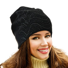 Load image into Gallery viewer, Black Beaded Slouch Beanie
