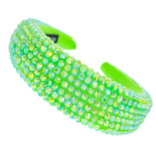 Load image into Gallery viewer, Lime Green Crystal Padded Headband

