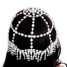 Cargar imagen en el visor de la galería, Rhinestone Bridal Headpiece Silver Fringe Women
