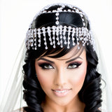 Rhinestone Bridal Headpiece Silver Fringe Women