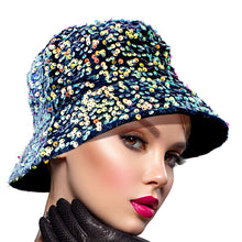 Load image into Gallery viewer, Blue Sequin Sparkle Bucket Hat
