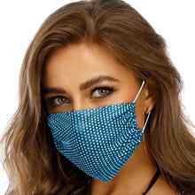 Load image into Gallery viewer, Aqua Rhinestone Mesh Fashion Mask
